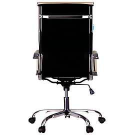 Кресло руководителя Helmi HL-E17 "Slim", экокожа бежевая, хром