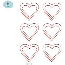 Скрепки канцелярские 27 мм Meshu Hearts металлические золотистые (6 штук в упаковке) фото Скрепки канцелярские 27 мм Meshu Hearts металлические золотистые (6 штук в упаковке)
