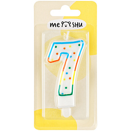 Свеча для торта с держателем MESHU "Цифра 7", 8,5см, блистер