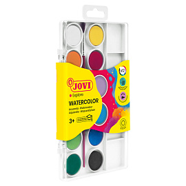 Краски акварельные Jovi 12 цветов с кистью фото Краски акварельные Jovi 12 цветов с кистью