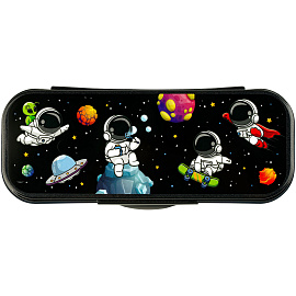 Пенал-футляр, 215*90*43 СТАММ "Космонавты", черный металлик