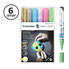 Набор акриловых маркеров Schneider Paint-it 310 6 цветов (толщина линии 2 мм)