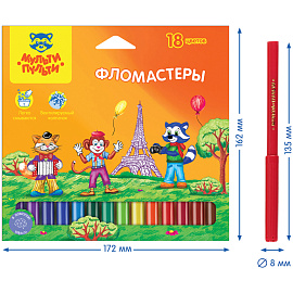 Фломастеры Мульти-Пульти "Енот во Франции", 18цв., смываемые, картон, европодвес фото Фломастеры Мульти-Пульти "Енот во Франции", 18цв., смываемые, картон, европодвес