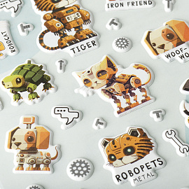 Наклейки объемные MESHU "Robopets", 10*23см, пакет европодвес