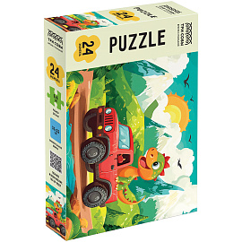 Пазл 24 эл. Maxi ТРИ СОВЫ "Динозавр в грузовике