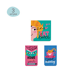 Закладки магнитные для книг, 3шт., MESHU "Cat lover