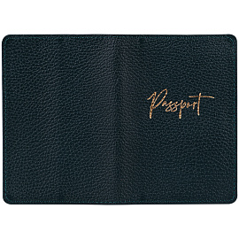 Обложка для паспорта OfficeSpace "Naples", кожа, зеленый, тиснение фольгой