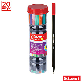 Набор капиллярных ручек Luxor "Fine Writer 045" 20цв., 0,8мм, пластиковая банка