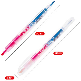 Текстовыделитель двухсторонний Crown "Multi Hi-Lighter Twin" розовый/голубой, 3/2мм фото Текстовыделитель двухсторонний Crown "Multi Hi-Lighter Twin" розовый/голубой, 3/2мм