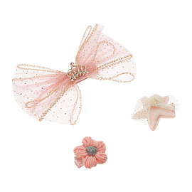 Заколки для волос MESHU с топперами, 3шт., розовый, европодвес фото Заколки для волос MESHU с топперами, 3шт., розовый, европодвес