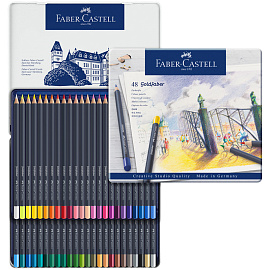 Карандаши цветные Faber-Castell "Goldfaber", 48цв., круглые, заточен., метал. коробка фото Карандаши цветные Faber-Castell "Goldfaber", 48цв., круглые, заточен., метал. коробка