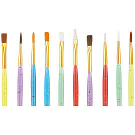 Набор кистей ArtSpace 10шт., пони, щетина, нейлон, круглые, плоские, пакет, европодвес фото Набор кистей ArtSpace 10шт., пони, щетина, нейлон, круглые, плоские, пакет, европодвес