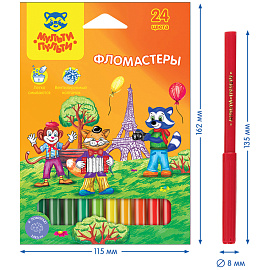 Фломастеры Мульти-Пульти "Енот во Франции", 24цв., смываемые, картон, европодвес фото Фломастеры Мульти-Пульти "Енот во Франции", 24цв., смываемые, картон, европодвес