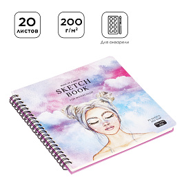 Скетчбук для акварели 20л., 190*190 Greenwich Line "Dreams in clouds", на гребне, 200г/м2