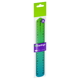 Линейка 20см Berlingo "Radiance", пластиковая, гибкая, голубой/зеленый градиент, европодвес фото Линейка 20см Berlingo "Radiance", пластиковая, гибкая, голубой/зеленый градиент, европодвес