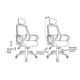 Кресло руководителя Helmi HL-E37 "Wind", ткань черная/бирюзовая фото Кресло руководителя Helmi HL-E37 "Wind", ткань черная/бирюзовая