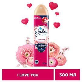 Освежитель воздуха аэрозольный Glade "I love you", 300мл фото Освежитель воздуха аэрозольный Glade "I love you", 300мл