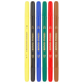 Фломастеры двусторонние Мульти-Пульти "Енот в Бразилии", 06цв., 06шт., смываемые, картон, европодвес