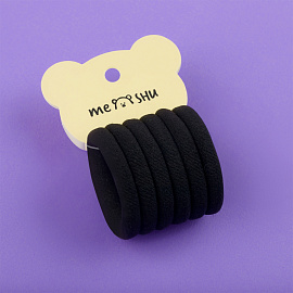 Резинки для волос MESHU "Essence", черные, 6шт., диаметр 4см, европодвес фото Резинки для волос MESHU "Essence", черные, 6шт., диаметр 4см, европодвес