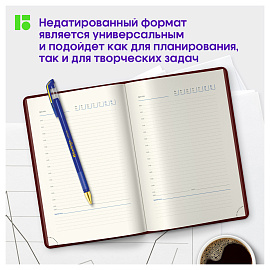 Ежедневник недатированный, В6, 136л., кожзам, Berlingo "Western", с резинкой, коричневый фото Ежедневник недатированный, В6, 136л., кожзам, Berlingo "Western", с резинкой, коричневый