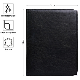 Папка адресная OfficeSpace, А4, кожзам, мет. уголки, черный