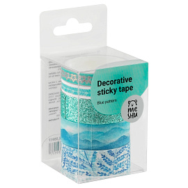 Набор клейких декоративных лент MESHU "Blue pattern", 5шт фото Набор клейких декоративных лент MESHU "Blue pattern", 5шт