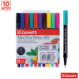Набор капиллярных ручек Luxor "Mini Fine Writer 045" 10цв., 0,8мм, европодвес