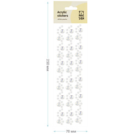 Наклейки акриловые MESHU "White pearls", 25*7см, стразы, 177 наклеек, инд. уп., европодвес