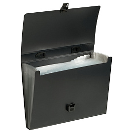 Папка-портфель 13 отделений OfficeSpace А4, 700мкм, на замке, пластик, черный