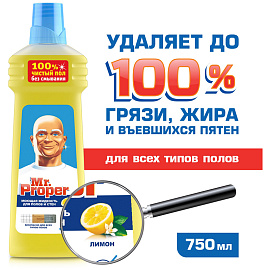 Универсальное чистящее средство Mr. Proper Лимон жидкость 750 мл фото Универсальное чистящее средство Mr. Proper Лимон жидкость 750 мл