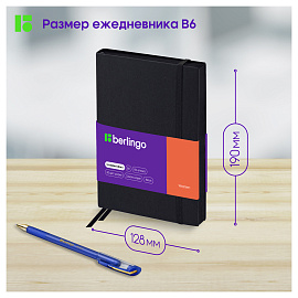 Ежедневник недатированный, В6, 136л., кожзам, Berlingo "Western", с резинкой, черный фото Ежедневник недатированный, В6, 136л., кожзам, Berlingo "Western", с резинкой, черный