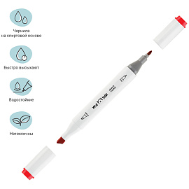 Набор двусторонних маркеров для скетчинга MESHU 06цв., осенние цвета, корпус трехгранный, пулевид./клиновид.наконечники, ПВХ-бокс