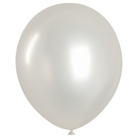 Воздушные шары, 50шт., М12/30см, MESHU, металлик, белый