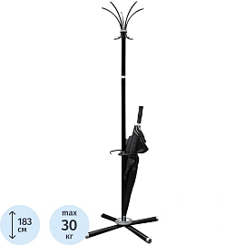 Вешалка напольная (стойка) Классик-ТМ3 на 5 персон с держателем для зонтов (черный)