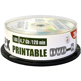 Диск DVD-R Mirex 4.7 ГБ 16x cake box UL130028A1M (25 штук в упаковке)