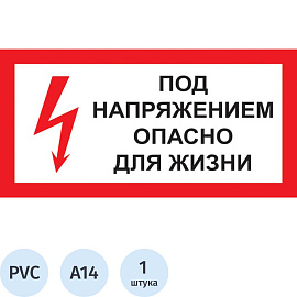 Знак безопасности Под напряжением Опасно для жизни A14 300х150 мм