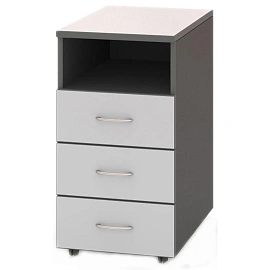 Тумба приставная Стратегия (серый/темно-серый, 422x600x735 мм, 3 ящика)