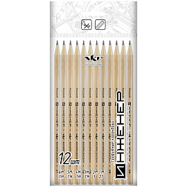 Набор карандашей ч/г Воскресенская карандашная фабрика "Инженер" 12шт., 2Т-6М, заточ., пакет, европодвес