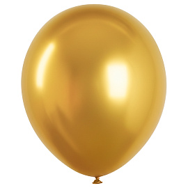 Воздушные шары, 50шт., М12/30см, MESHU, хром, золотой