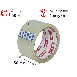 Клейкая лента упаковочная Attache 50 мм x 50 м 40 мкм прозрачная