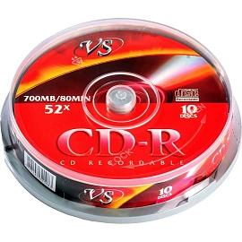 Диск CD-R VS 700 МБ 52x cake box VSCDRCB1001 (10 штук в упаковке)