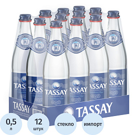 Вода минеральная Tassay столовая газированная стекло 0.5 л