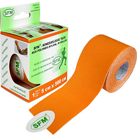 Тейп кинезио SFM нейлоновая основа 5x500 см оранжевый