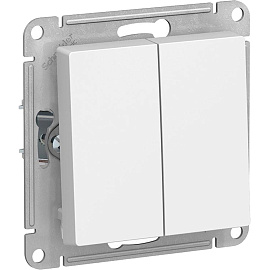 Выключатель двухклавишный Systeme Electric AtlasDesign 10А IP20 механизм скрытого монтажа белый (ATN000151)