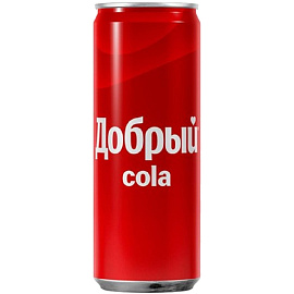 Напиток газированный ДОБРЫЙ КОЛА, 0,33 л, железная банка, 2412101