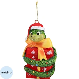 Ёлочная игрушка Miland Змейка с подарком полимер разноцветная (высота 7 см)