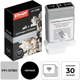 Картридж струйный Комус PFI-107BK для Canon чёрный совместимый