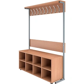 Вешалка МЕТ_1-сторонняя с тумбой для обуви бук/серый