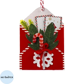 Игрушка Украшение НГ подвесное бумага, полиэстер 7x10x0,5см арт.91054