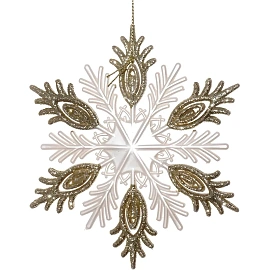 Украшение Снежинка полимерное белое/золотистое